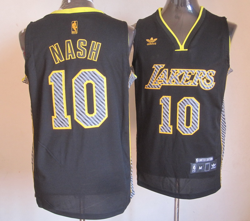  NBA Los Angeles Lakers 10 Steve Nash Electricity Fashion Swingman Black Jersey